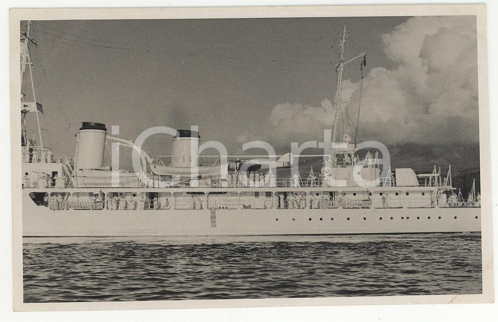 Fotografia d epoca originale 1937 Polinesia, Nave Rigault de Genouilly in navigazione PHOTO cm 13,5 x 8,5 1