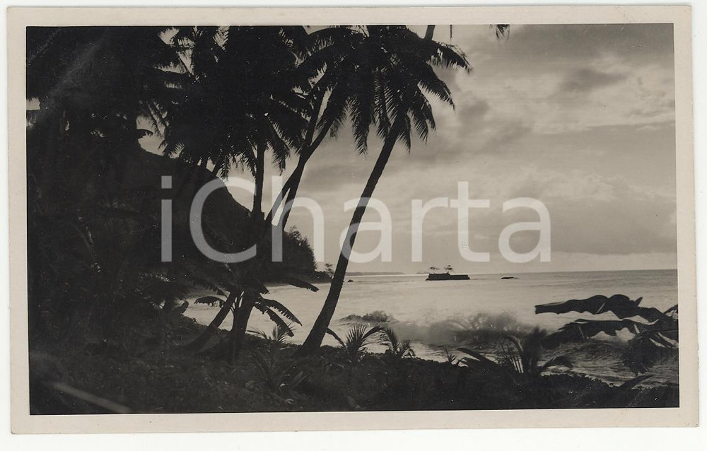 Fotografia d epoca originale 1937 TAHITI Polinesia Il tramonto REAL PHOTO cm 13,5 x 8,5 1
