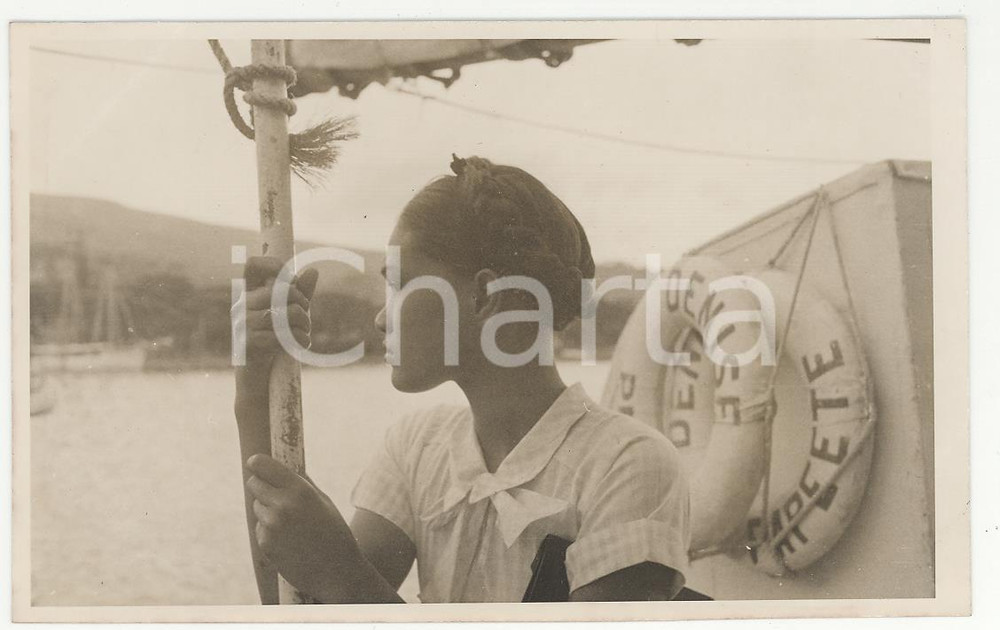 Fotografia d epoca originale 1937 PAPEETE TAHITI Polinesia HINA RAPA sulla Denise REAL PHOTO cm 13,5 x 8,5 1