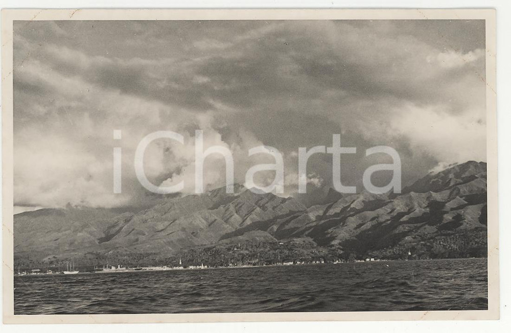 Fotografia d epoca originale 1937 PAPEETE Polinesia Francese Veduta dal mare REAL PHOTO cm 13,5 x 8,5 1