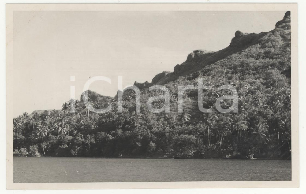 Fotografia d epoca originale 1937 HUAHINE Polinesia Veduta panoramica REAL PHOTO cm 13,5 x 8,5 1