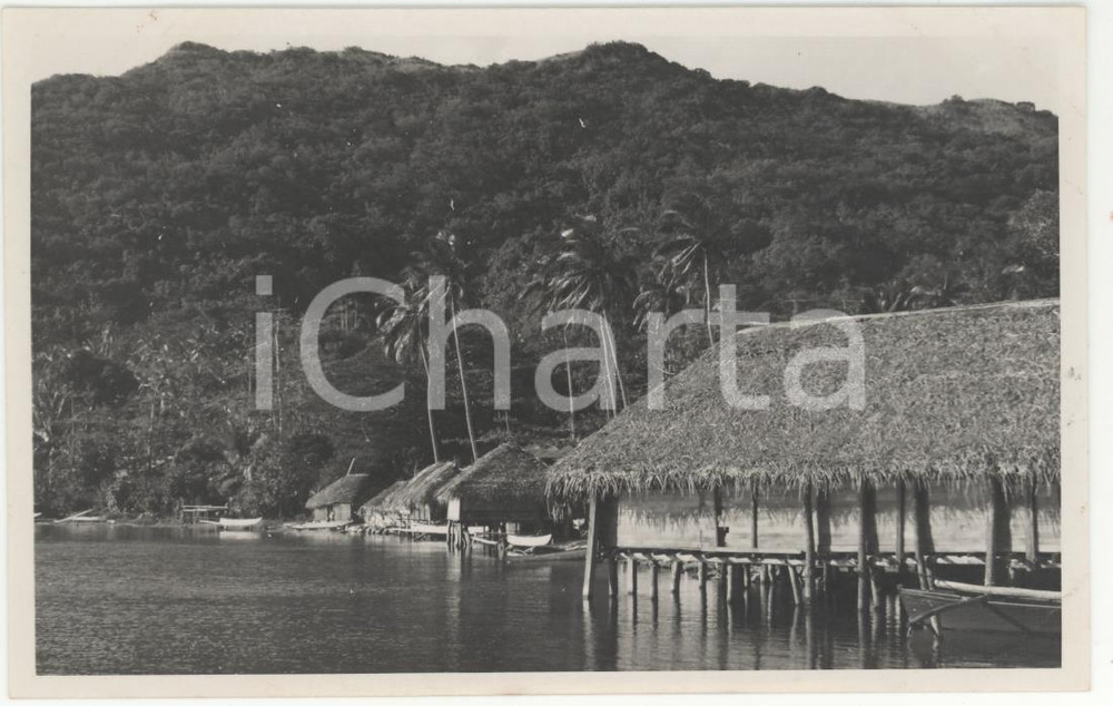 Fotografia d epoca originale 1937 HUAHINE Polinesia Veduta panoramica 3 REAL PHOTO cm 13,5 x 8,5 1