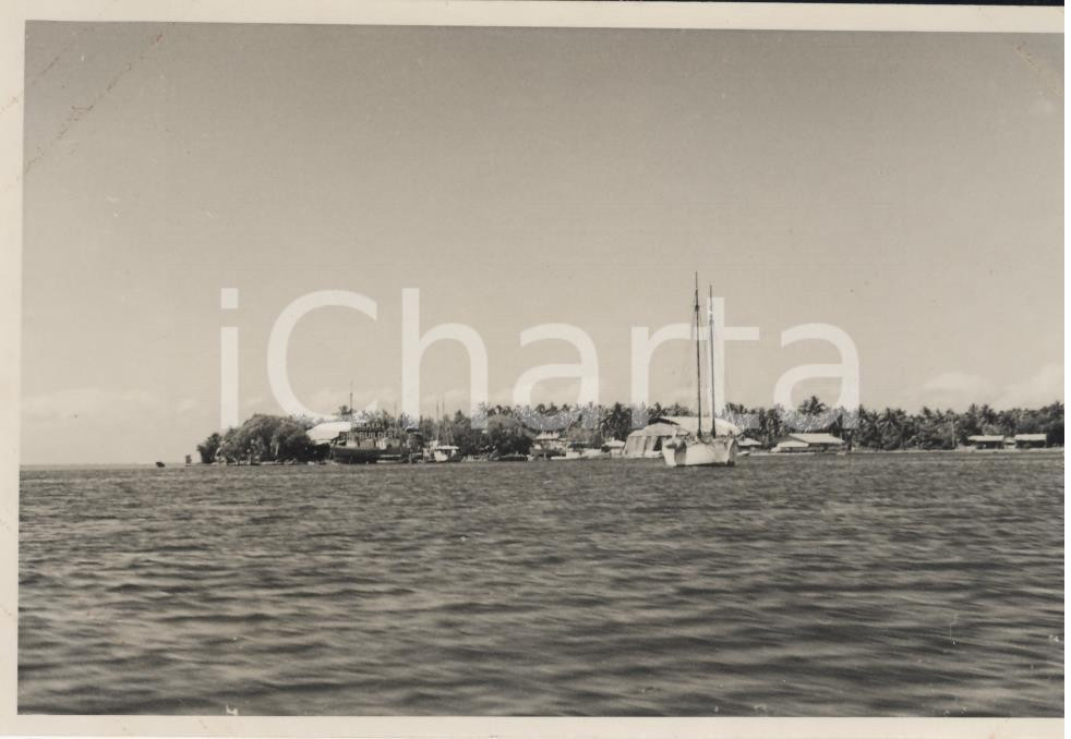 Fotografia d epoca originale 1937 PAPEETE Polinesia TAHITI Veduta del porto  REAL PHOTO cm 13,5 x 8,5 1