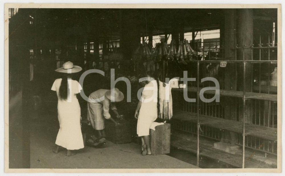 Fotografia d epoca originale 1937 MOOREA Polinesia Veduta del mercato 2REAL PHOTO cm 13,5 x 8,5 1