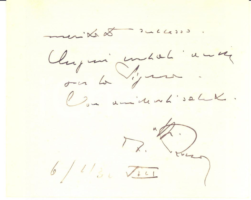 Autografo originale 1930 ROMA Consiglio di Stato  Ferdinando ROCCO  Biglietto AUTOGRAFO 1