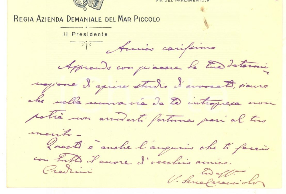 Autografo originale 1930 ROMA Marchese Vittorio SERRA CARACCIOLO  Biglietto AUTOGRAFO 1