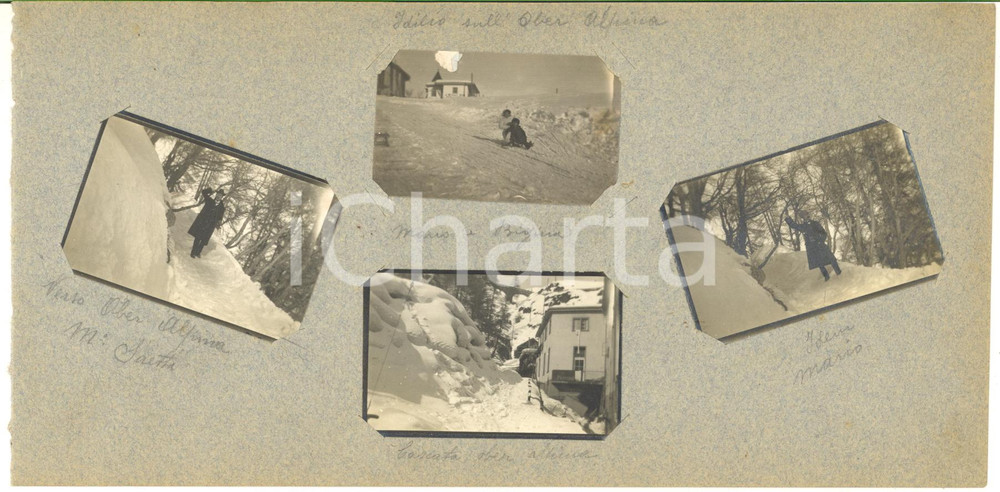 Fotografia d epoca originale 1913 OBERALPINA / ST. MORITZ  Famiglia in vacanza  Monte SAETTA 4 foto 1