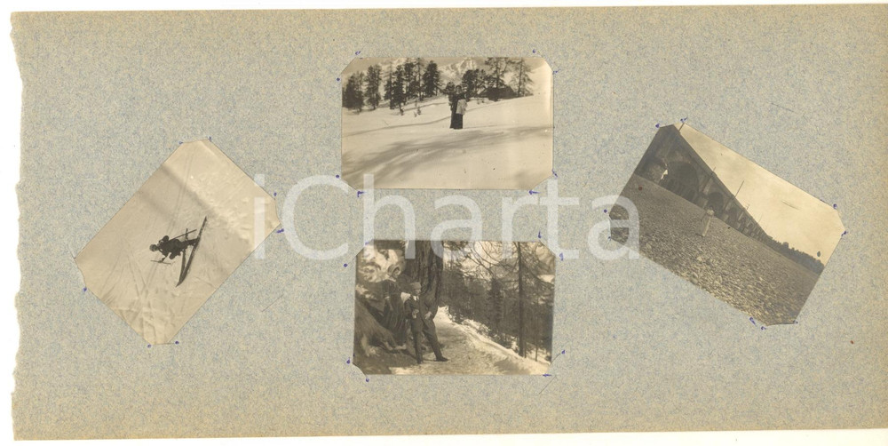 Fotografia d epoca originale 1913 Area di ST. MORITZ  Famiglia in vacanza  Ritratti 3 Lotto 4 foto VINTAGE 1