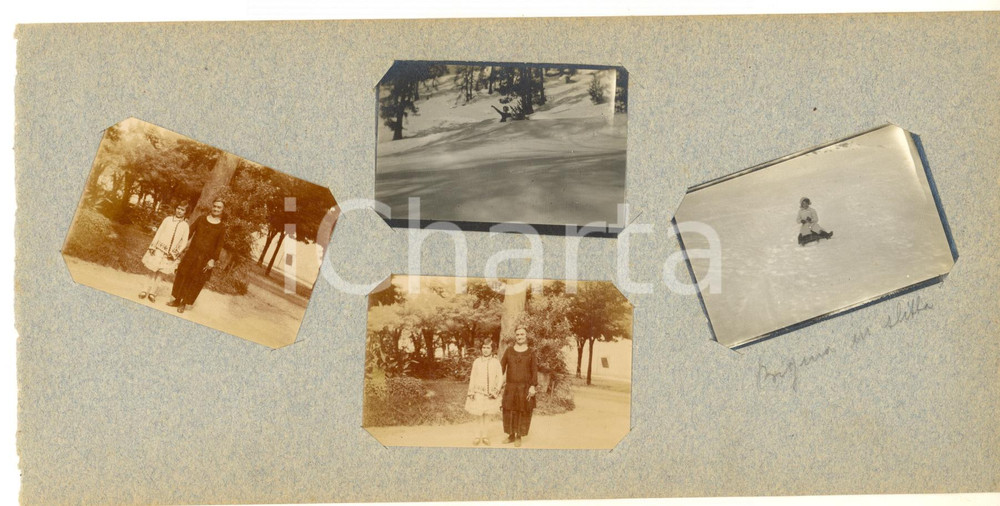 Fotografia d epoca originale 1913 ST. MORITZ SVIZZERA Donna in slittino  Nonna e nipote  Lotto 4 foto 1