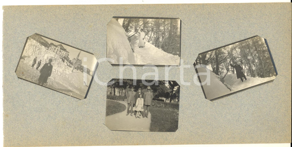 Fotografia d epoca originale 1913 ST. MORITZ SVIZZERA Famiglia in vacanza  Bosco innevato Lotto 4 foto 1