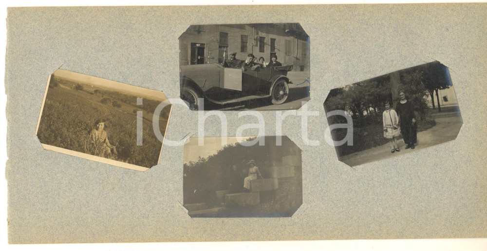 Fotografia d epoca originale 1913 Area di COMO  Ritratti di famiglia  Automobile Lotto 4 foto VINTAGE 1