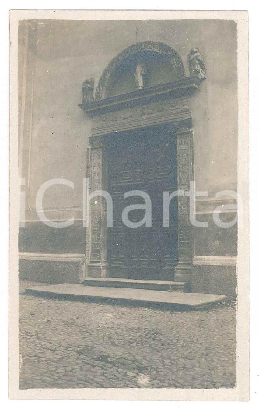 Fotografia d epoca originale 1920 ca MAZZO DI VALTELLINA SO Portale chiesa S. STEFANO  Foto 7x11 cm 1