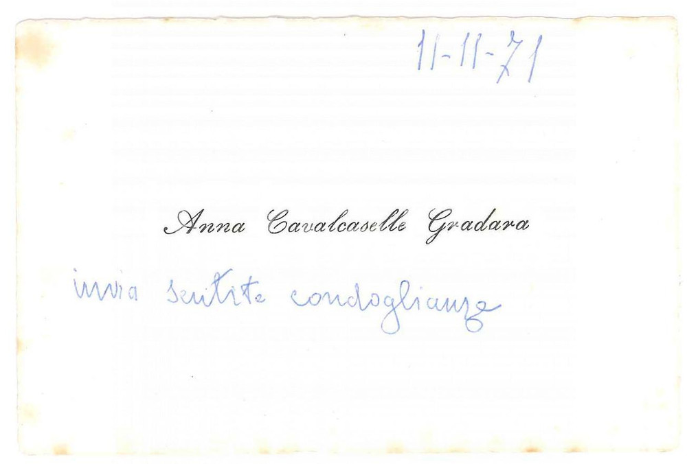 Autografo originale 1971 PADOVA Anna CAVALCASELLE GRADARA  Biglietto da visita AUTOGRAFO 1