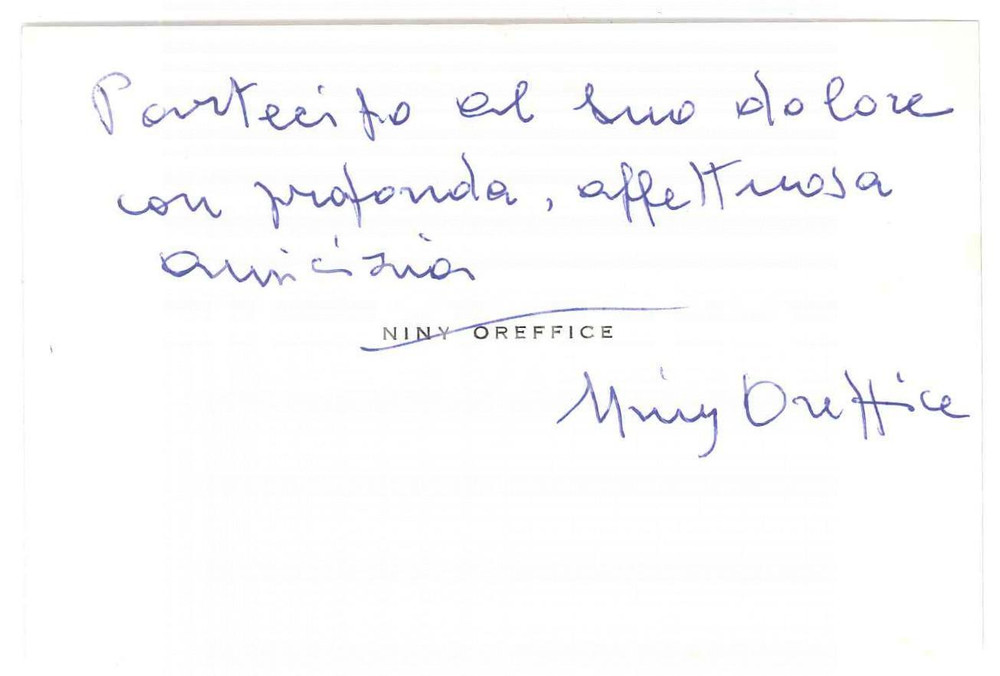 Autografo originale 1975 ca PADOVA Niny OREFFICE  Biglietto da visita AUTOGRAFO 1