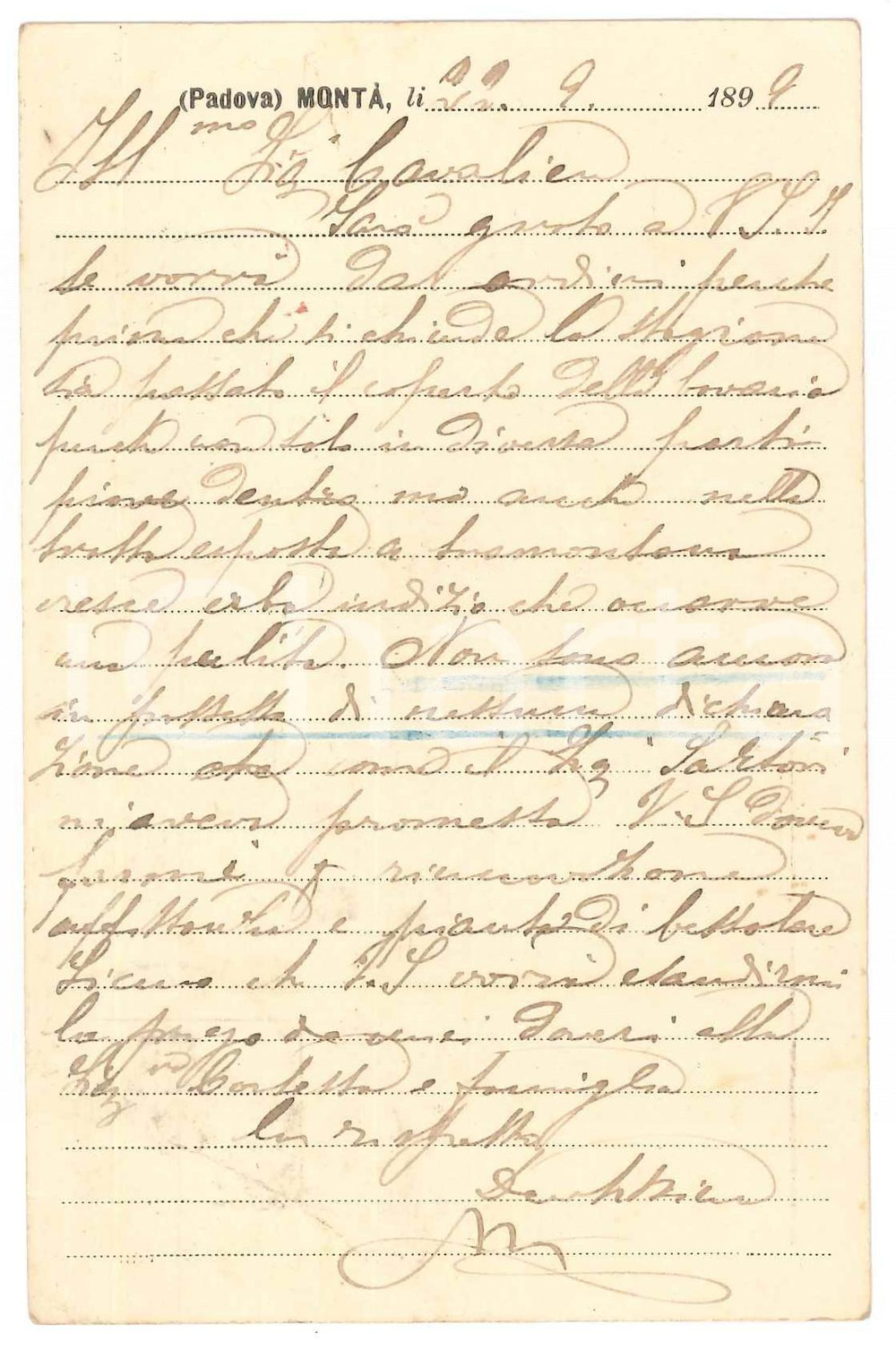 Autografo originale 1901 VENEZIA Avv. Eugenio FLORIAN  Cartolina per causa  AUTOGRAFO 1