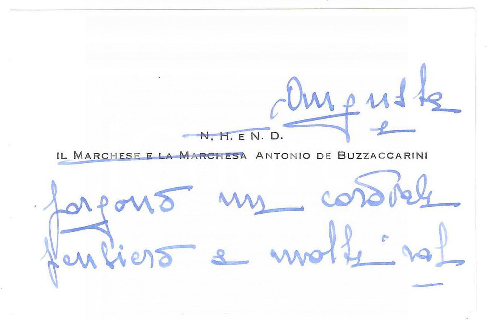 Autografo originale 1970 ca PADOVA Marchesi Augusta e Antonio BUZZACCARINI  Biglietto autografo 1