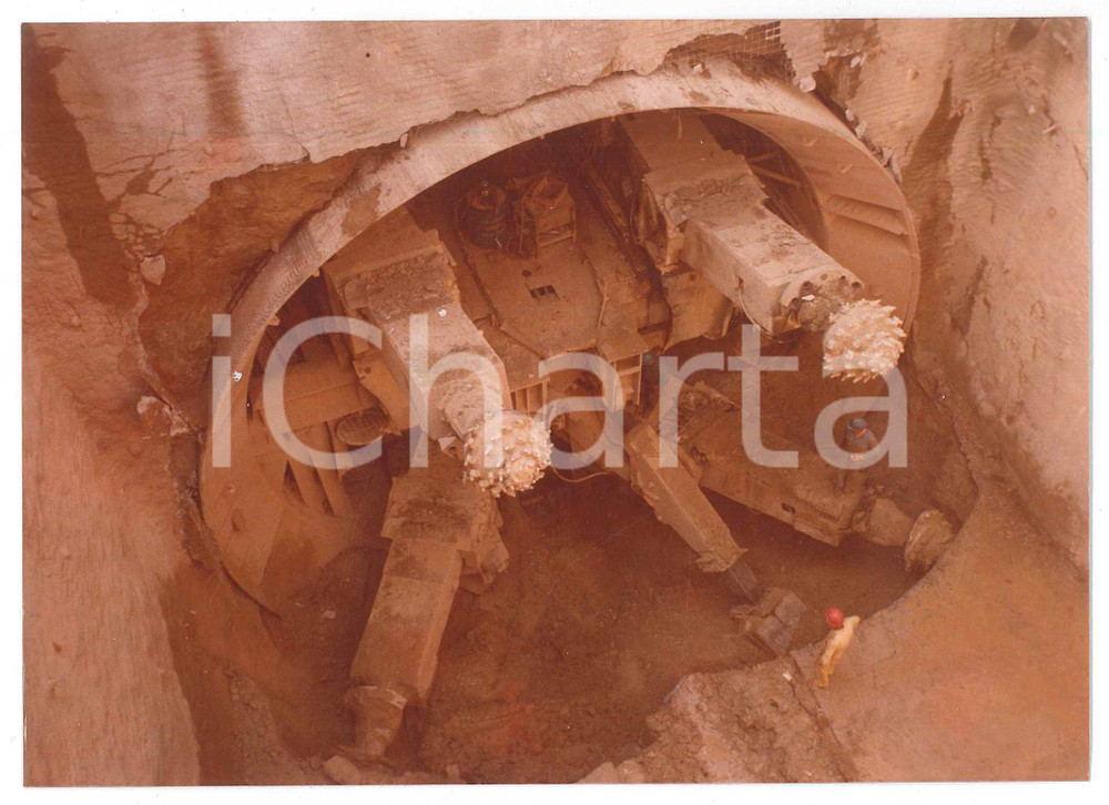 Fotografia d epoca originale 1990 ca SVIZZERA Ditta CSC  Scavo di un tunnel  Fotografia 18x13 cm 1