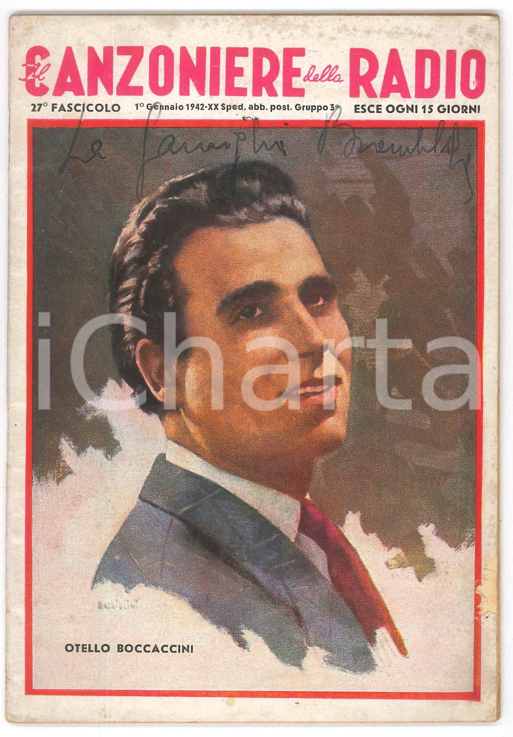 Giornale, rivista storica Gennaio 1942 IL CANZONIERE DELLA RADIO Otello Boccaccini  Rivista n. 27 1