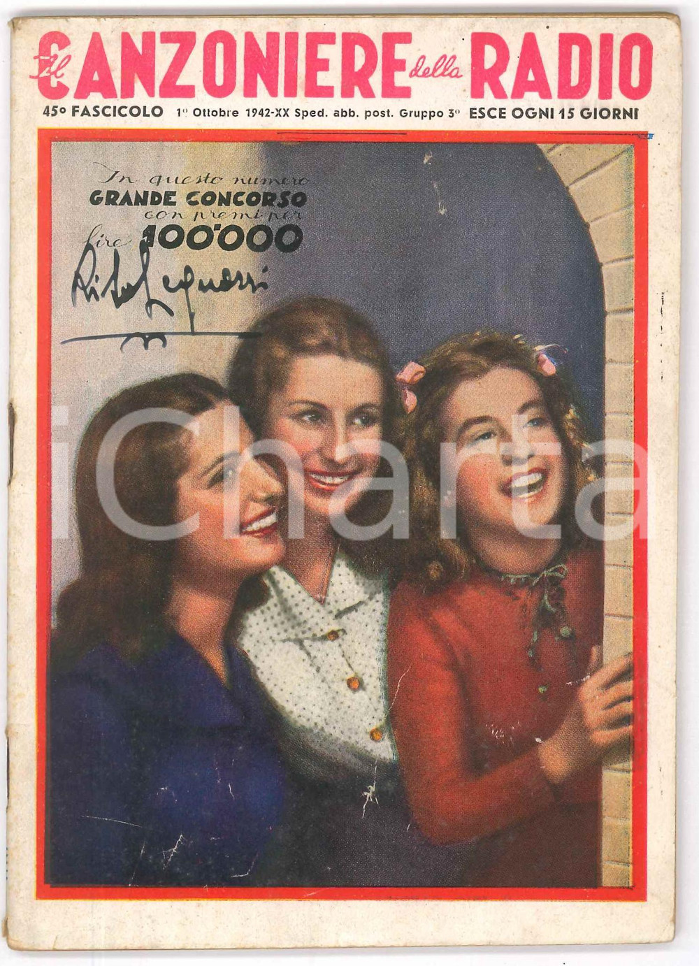 Giornale, rivista storica Ottobre 1942 IL CANZONIERE DELLA RADIO Il Trio Capinere  Rivista n. 45 1