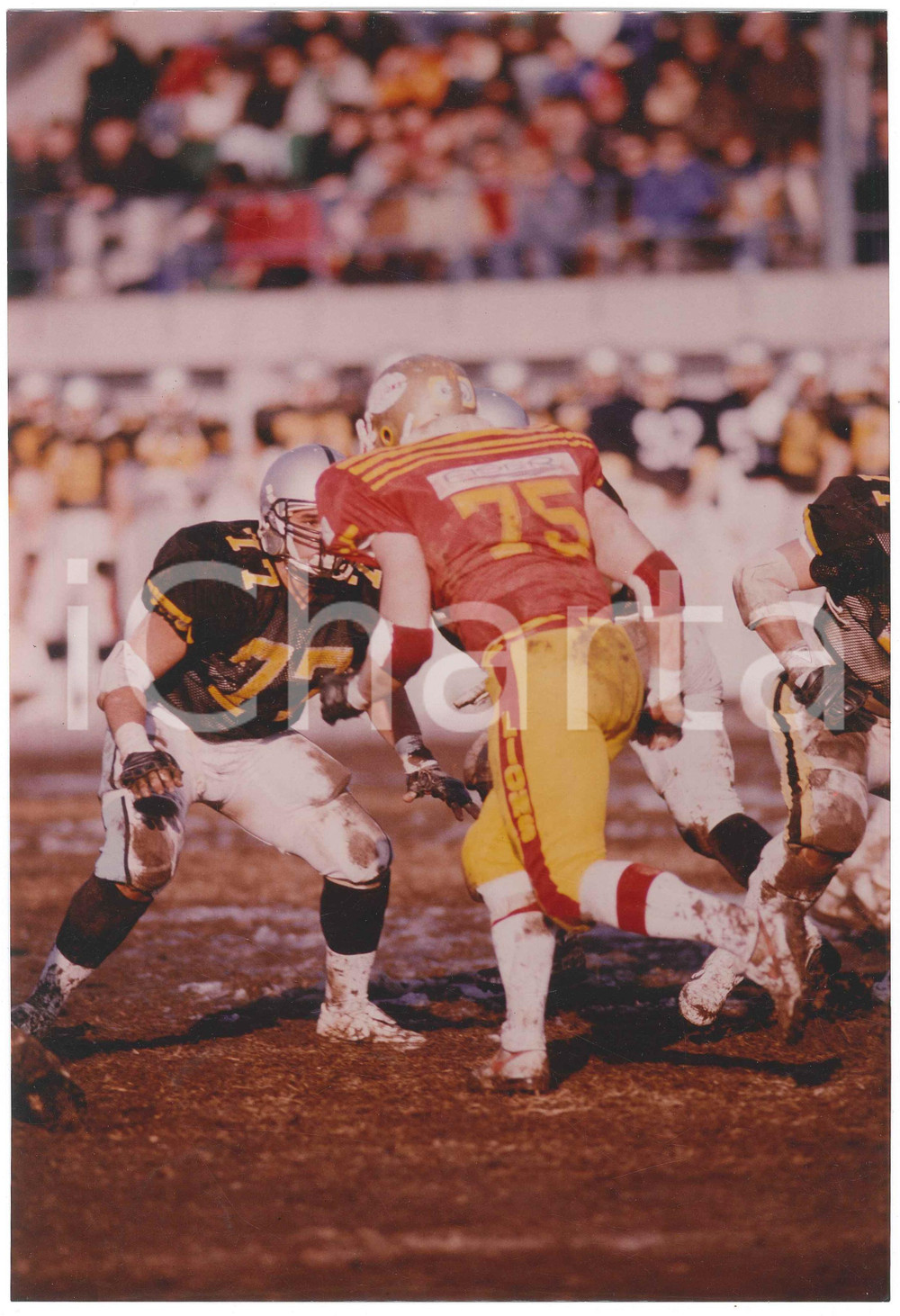 Fotografia d epoca originale 1995 ca ITALIA Football Americano LION BERGAMO durante un match  Foto 1