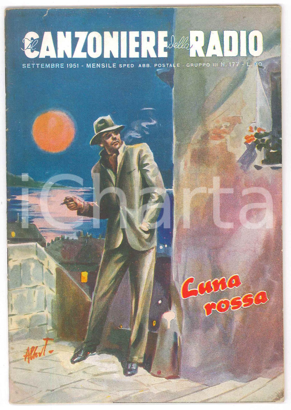 Giornale, rivista storica Settembre 1951 IL CANZONIERE DELLA RADIO Luna rossa  Rivista n. 177 1