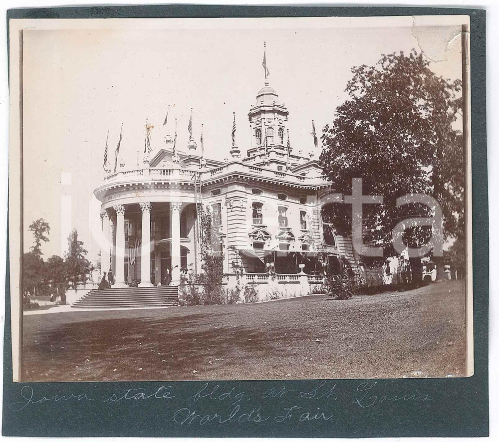 Fotografia d epoca originale 1904 ST. LOUIS WORLD FAIR USA IOWA State building  Photo 13x12 cm 1