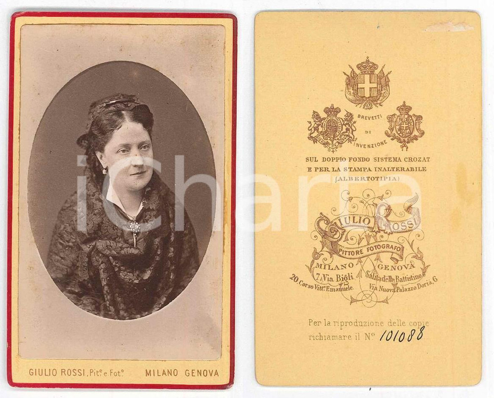 Fotografia d epoca originale 1880 ca MILANO Donna vestita a lutto  Ritratto  Foto Giulio ROSSI CDV 1