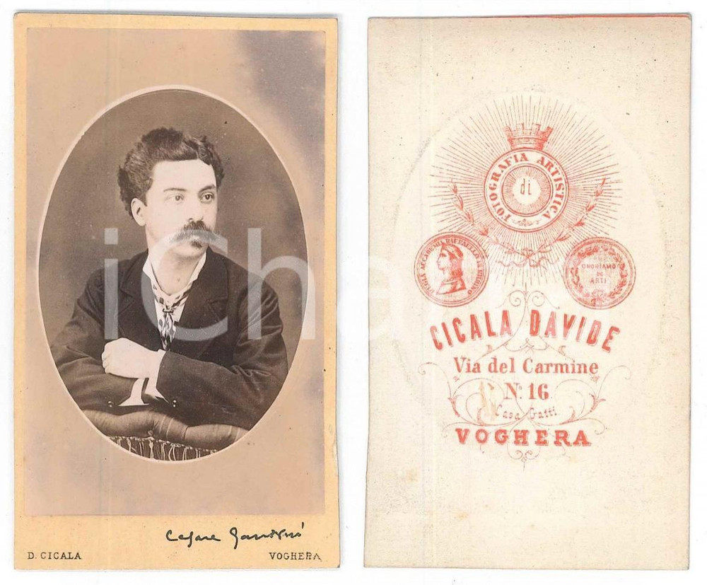 Fotografia d epoca originale 1870 ca VOGHERA Ritratto di Cesare GANDINI  Foto Davide CICALA CDV 1