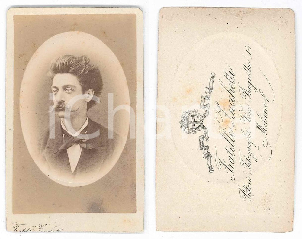 Fotografia d epoca originale 1870 ca MILANO Ritratto di giovane uomo  Foto F.lli ZUCCHETTI CDV 1