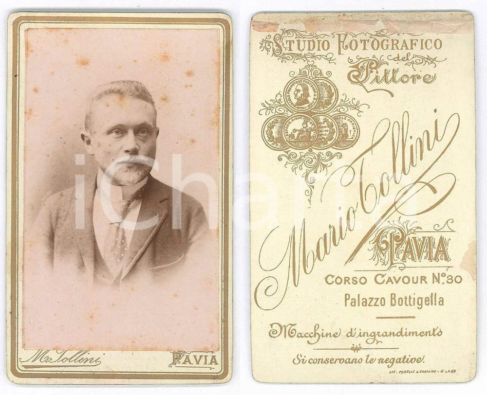 Fotografia d epoca originale 1890 ca PAVIA Ritratto di uomo sul letto di morte  Foto M. TOLLINI CDV 1