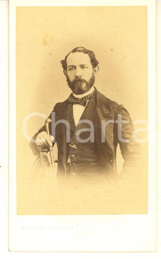 Fotografia d epoca originale 1865 ca MILANO Ritratto maschile in abito da passeggio  Foto A. DURONI CDV 1