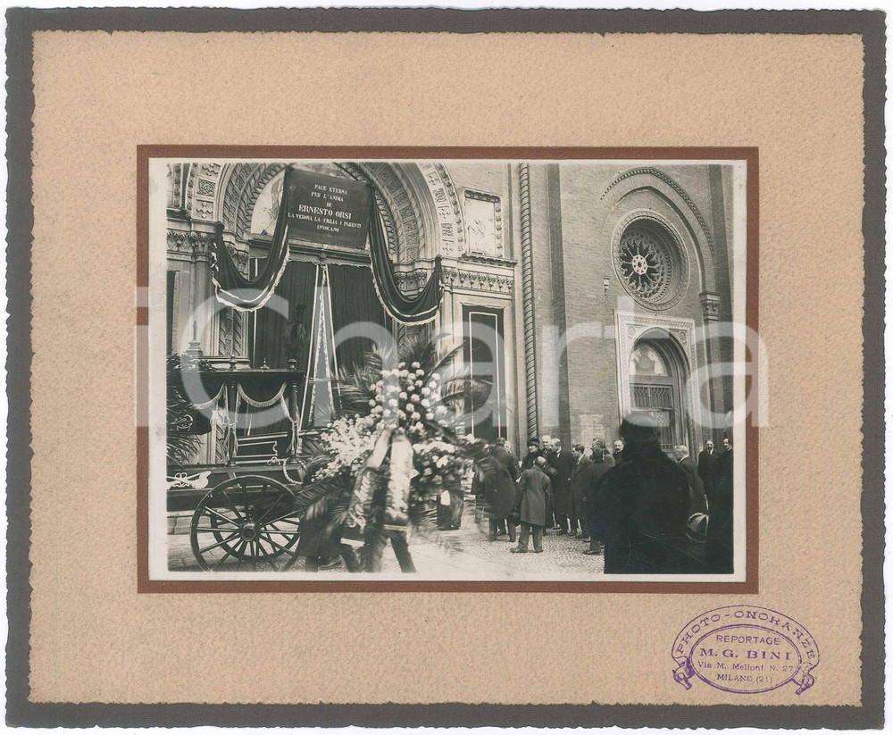 Fotografia d epoca originale 1915 ca MILANO S. Maria del Carmine  Funerali Ernesto ORSI 3 Foto BINI 1