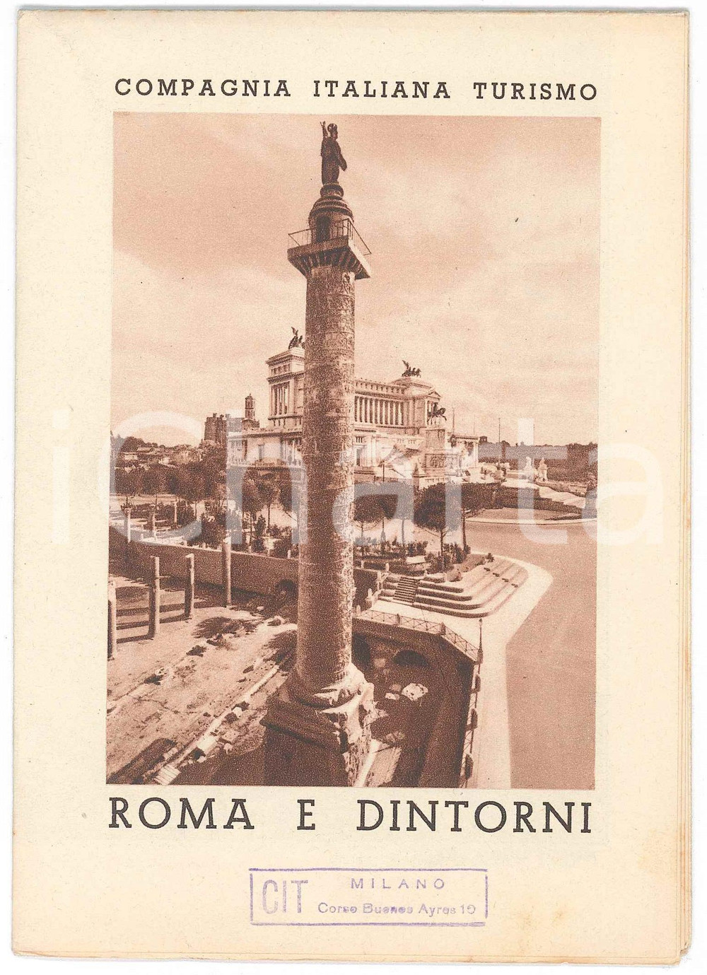 Materiale pubblicitario d’epoca 1938 Compagnia Italiana Turismo  ROMA e dintorni  Pieghevole con mappa 1