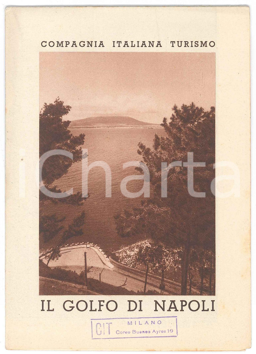 Materiale pubblicitario d’epoca 1938 Compagnia Italiana Turismo  Il Golfo di NAPOLI  Pieghevole con mappa 1