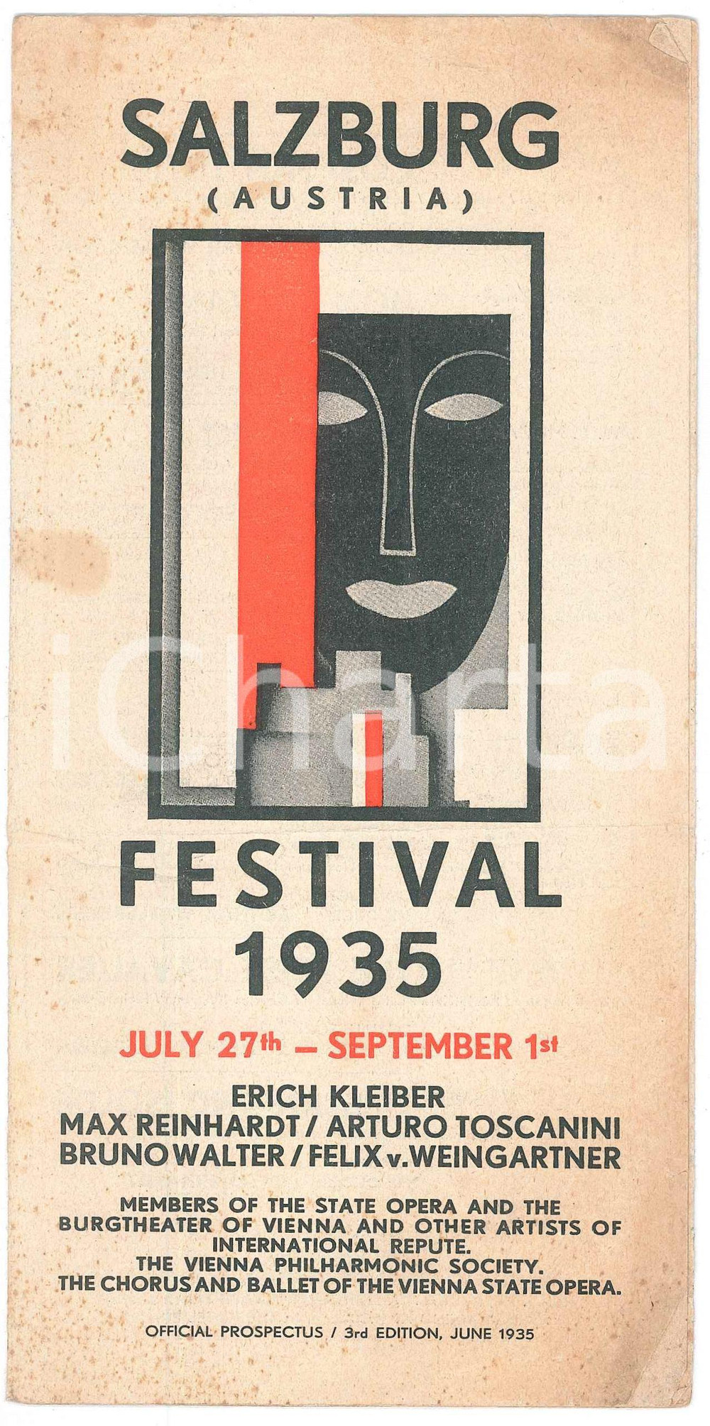 1935 SALZBURG (AUSTRIA) Festival - Official prospectus concerts