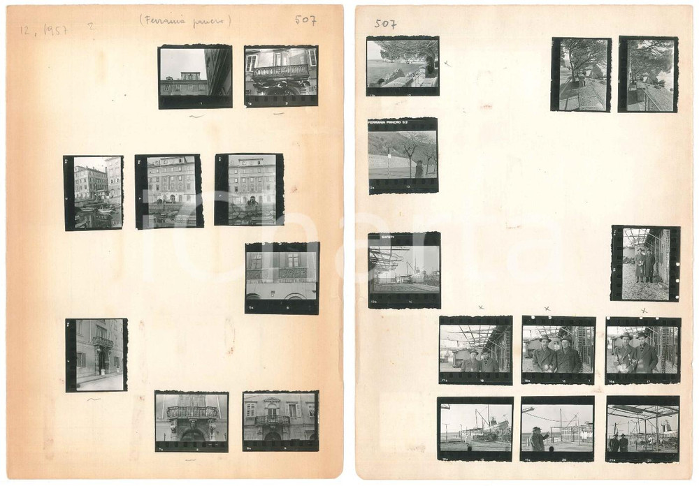 Fotografia d epoca originale 1957 TRIESTE Canal Grande e cantieri navali  21 provini 4x3 cm 1