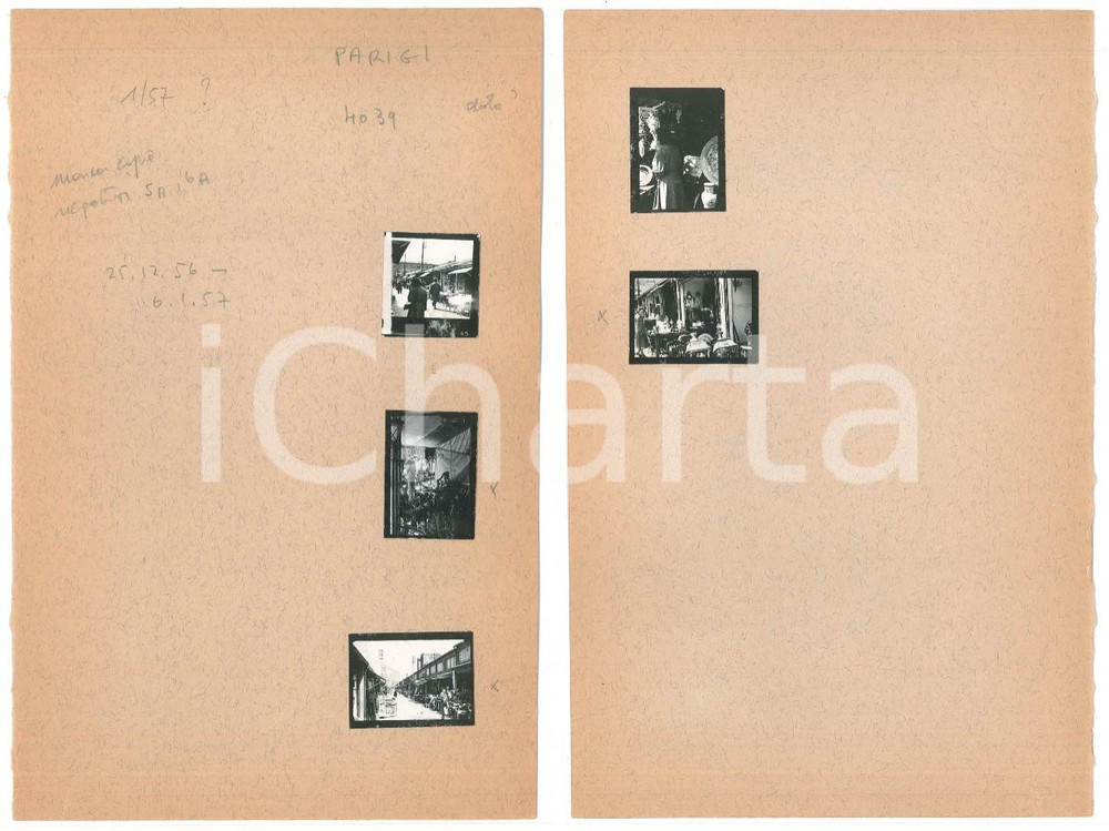 Fotografia d epoca originale 1957 PARIGI Visita ai mercatini delle pulci  5 provini fotografici 16x25 cm 1