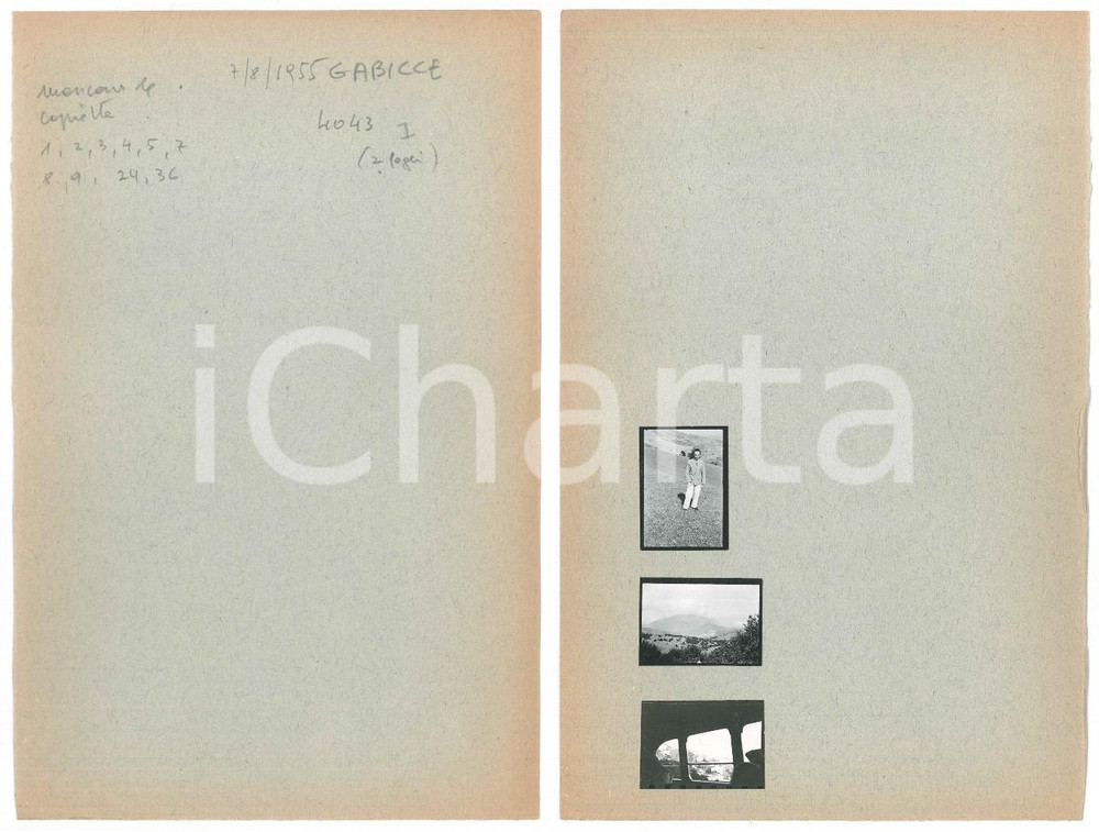 Fotografia d epoca originale 1955 GABICCE  MONTE PU Ritratto maschile  3 provini fotografici 16x25 cm 1