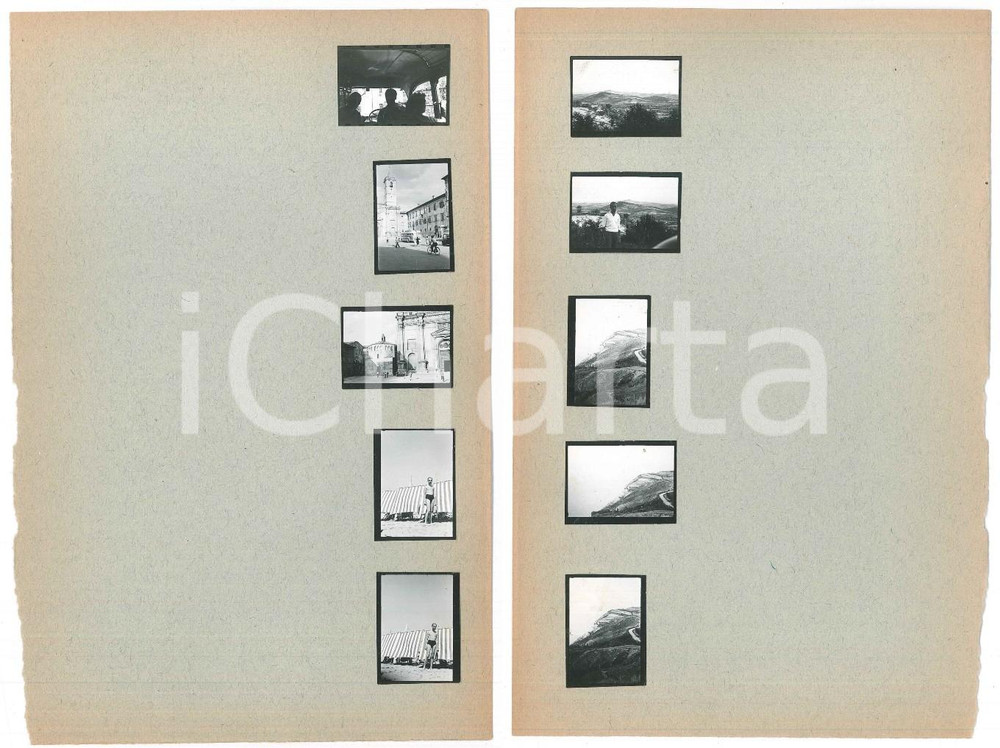 1955 GABICCE  MARE (PU) Spiaggia e torpedone - 10 provini fotografici 16x25 cm