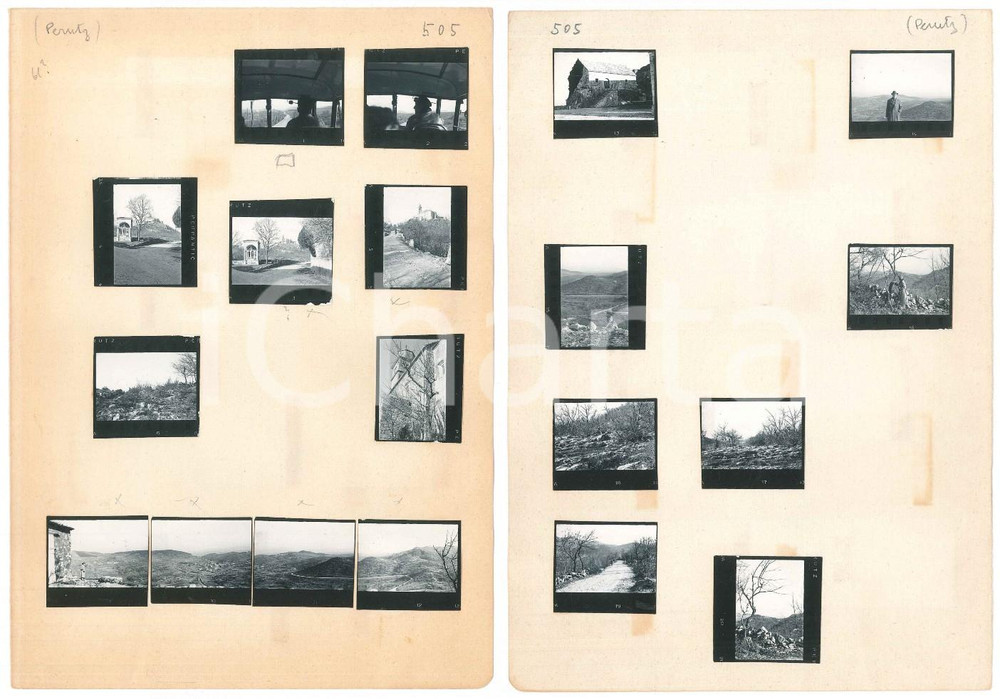 Fotografia d epoca originale 1965 ca MONRUPINO  TRIESTE Torpedone e scorci naturalistici  19 provini 3x4 cm 1