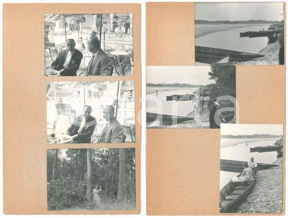 Fotografia d epoca originale 1962 VIGEVANO Aperitivo in Piazza Ducale e TICINO 6 provini fotografici 16x25 cm 1