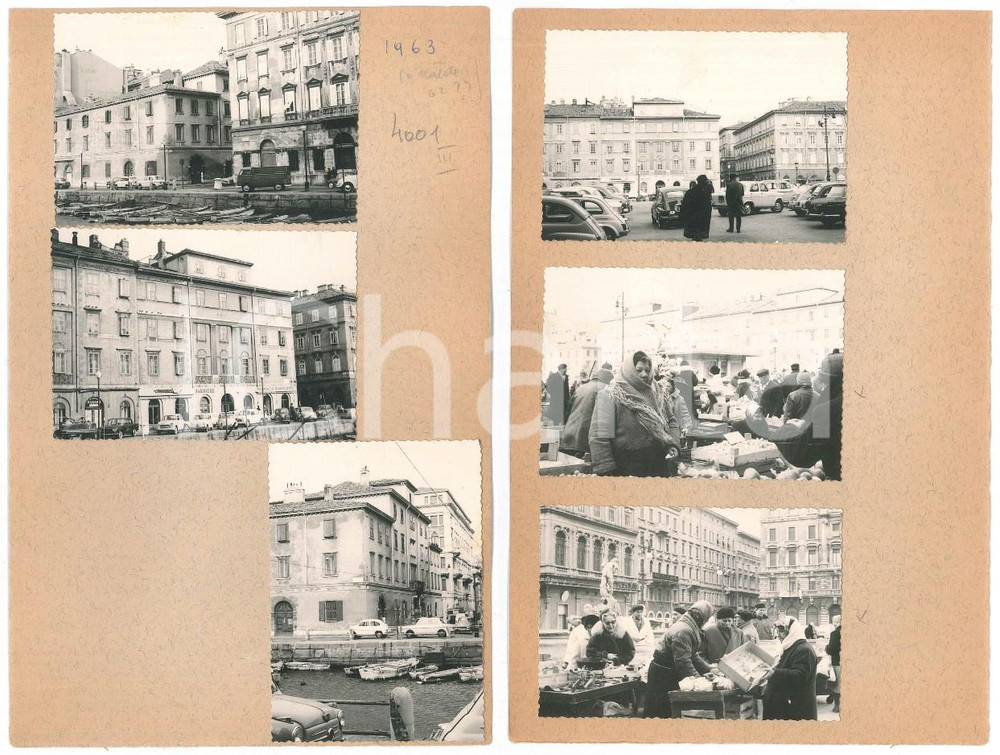 Fotografia d epoca originale 1963 TRIESTE Mercato in Piazza del Ponterosso  6 fotografie 10x7 cm 1 1