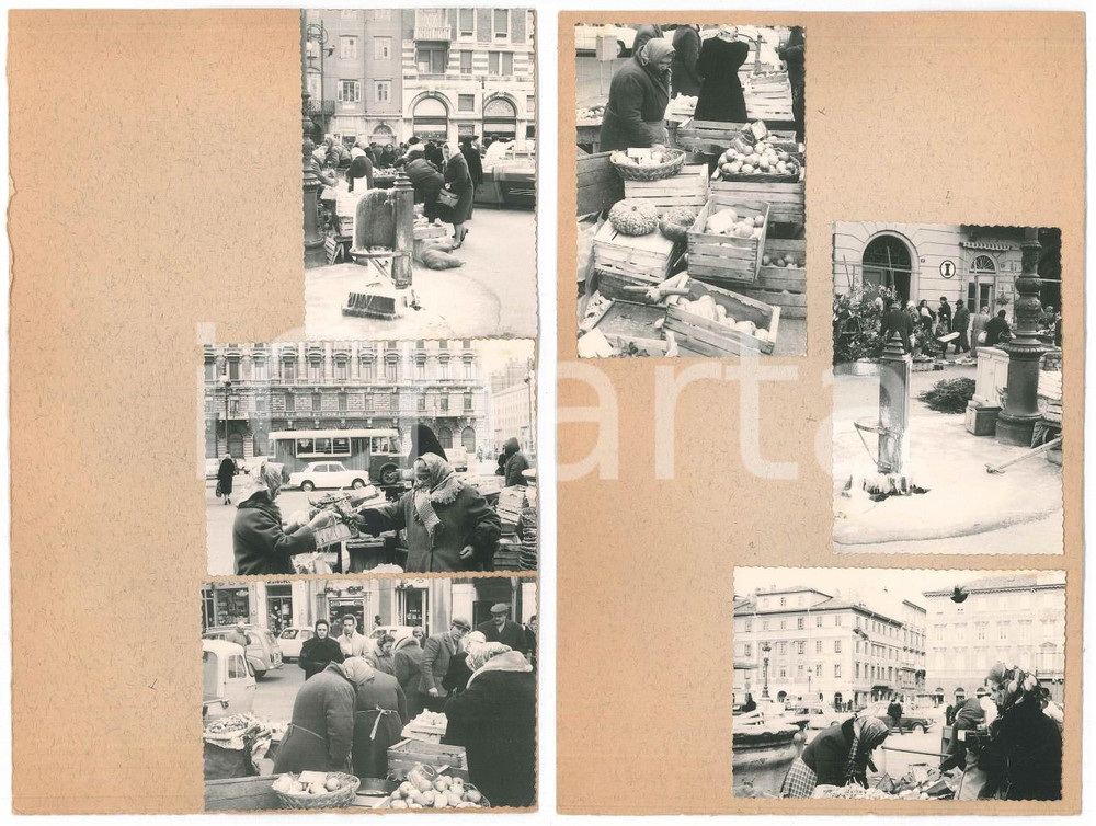 Fotografia d epoca originale 1963 TRIESTE Mercato in Piazza del Ponterosso  6 fotografie 10x7 cm 1