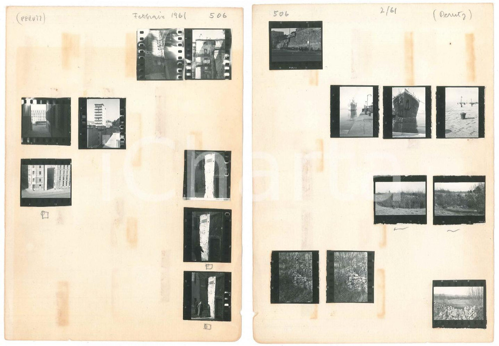 Fotografia d epoca originale 1950 TRIESTE Il porto e altri scorci della cittÃ   17 provini 3x4 cm 1