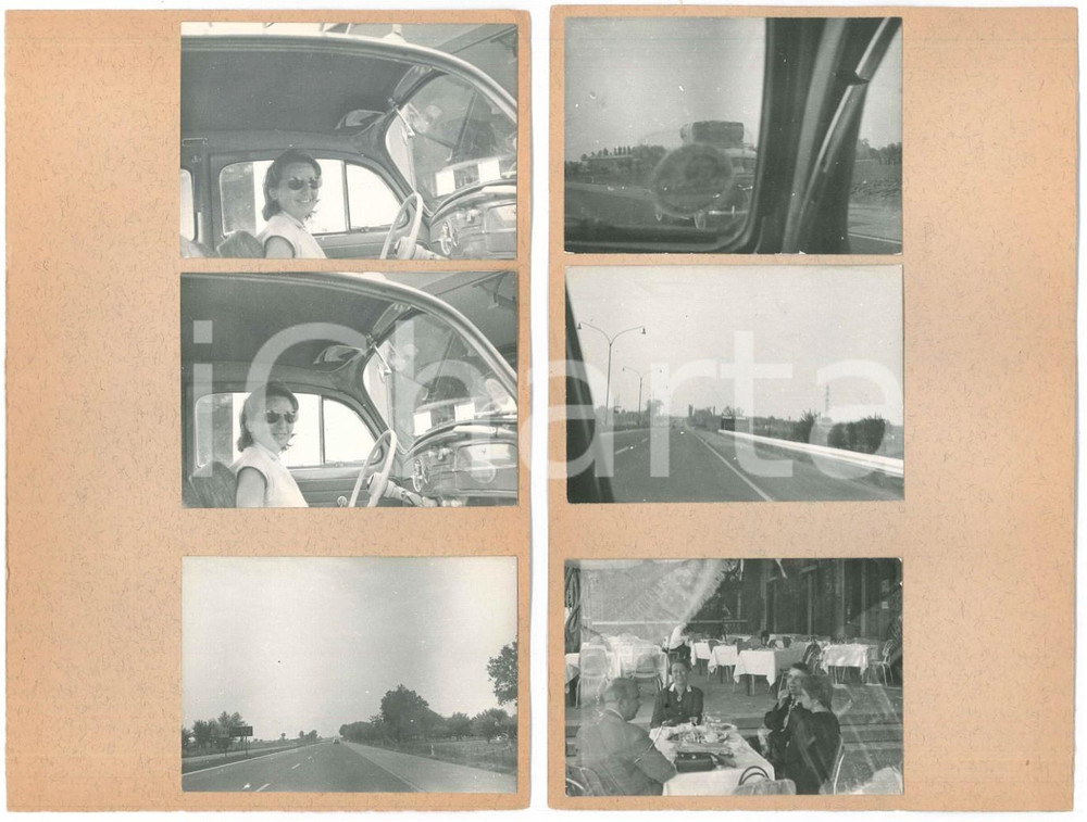 Fotografia d epoca originale 1960 ca MILANO  COSTUME Viaggio in autostrada  6 provini fotografici 1