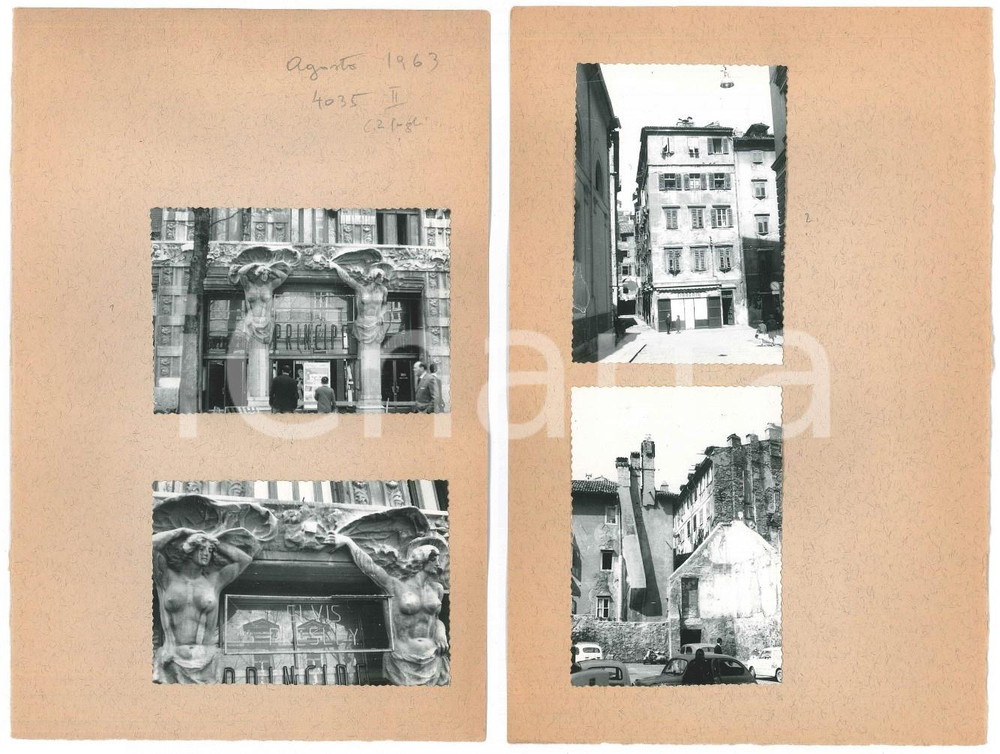 Fotografia d epoca originale 1963 TRIESTE Palazzo Viviani Giberti SUPERCINEMA PRINCIPE  4 fotografie 10x7 cm 1