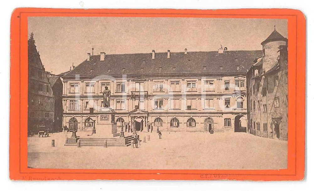 Fotografia d epoca originale 1875 STUTTGART D Schillerplatz  Vintage photo C.F. AUTENRIETH 10x6 cm 1