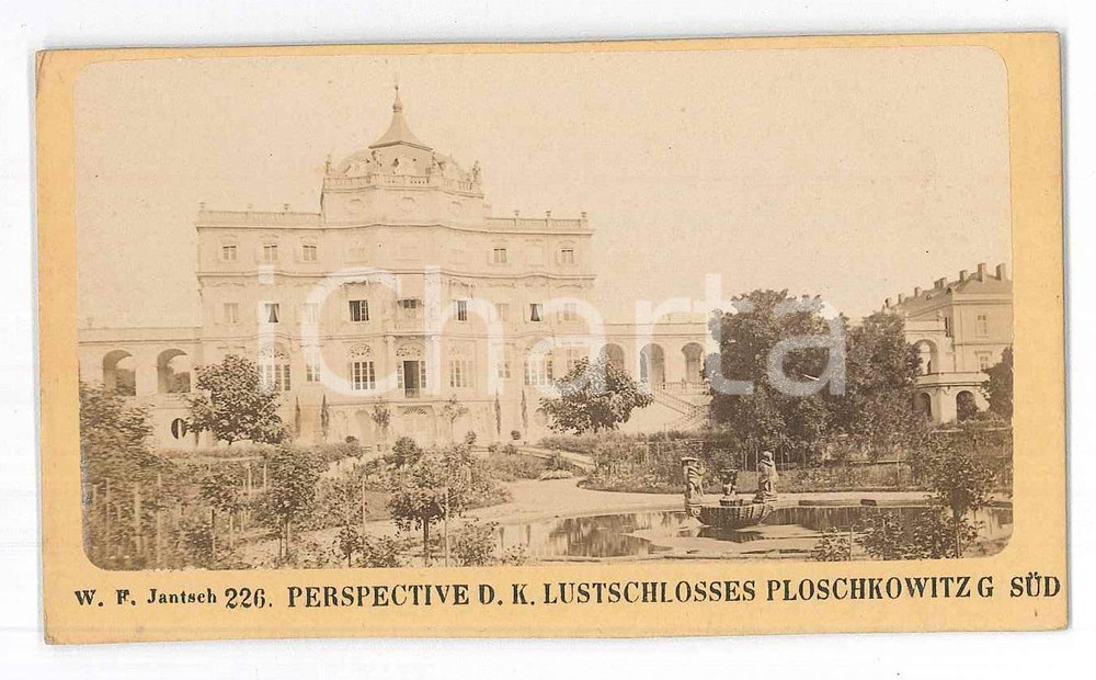 Fotografia d epoca originale 1870 PLOSKOVICE CZECH REPUBLIC Castle  South side   Photo JANTSCH 10x6 cm 1