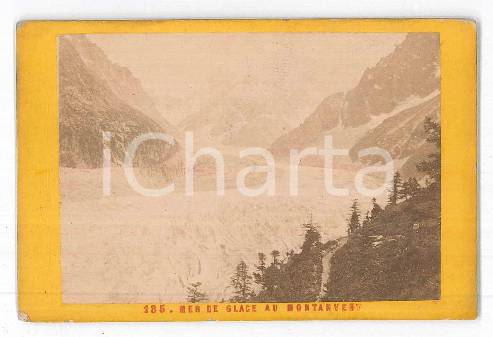 Fotografia d epoca originale 1870 ca ALPI  Mer de Glace  Ghiacciaio MONTANVERT  Foto VINTAGE 10x6 cm 1