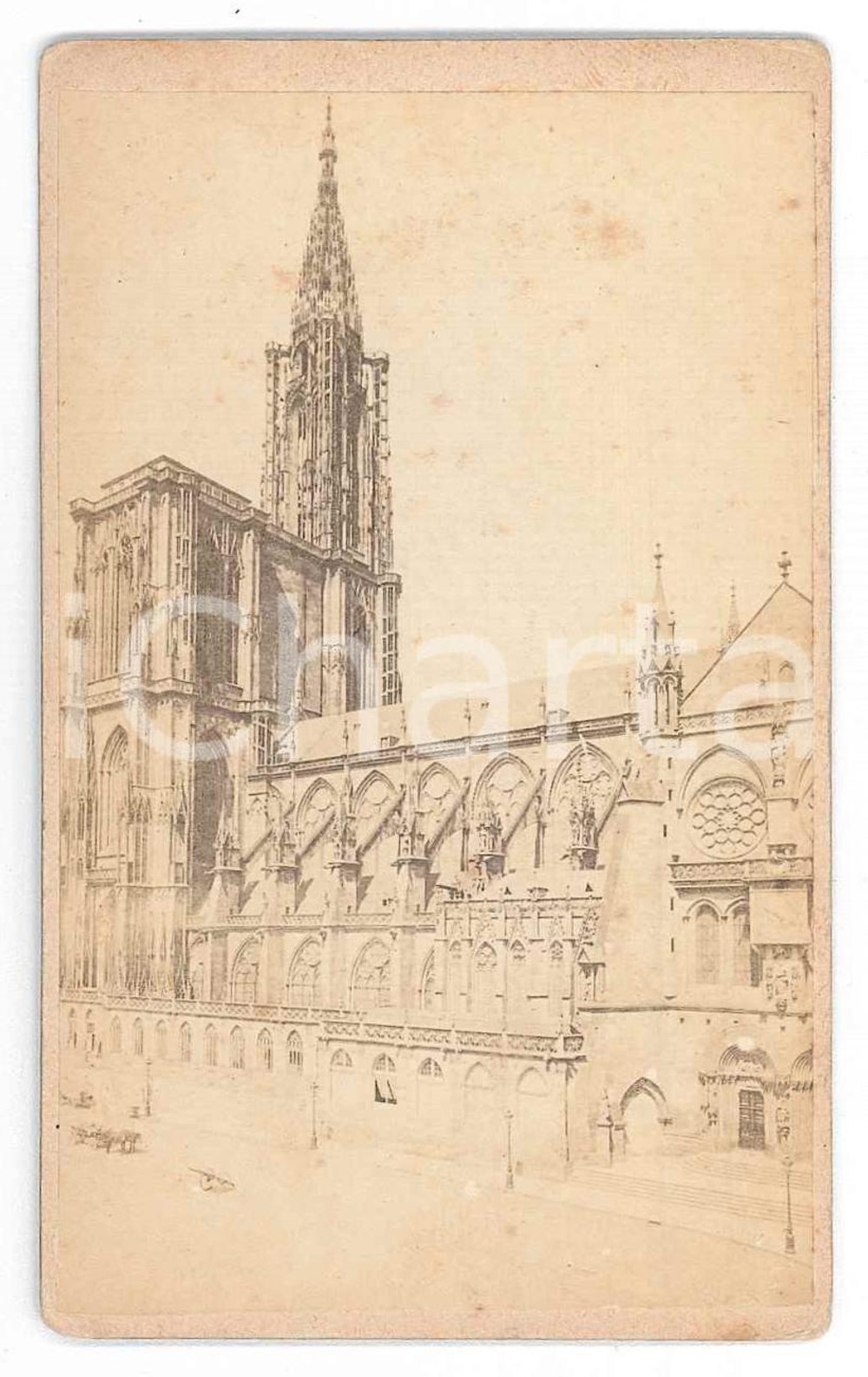 Fotografia d epoca originale 1871 STRASBOURG FRANCE CathÃ©drale  Vintage photo 6x10 cm 1